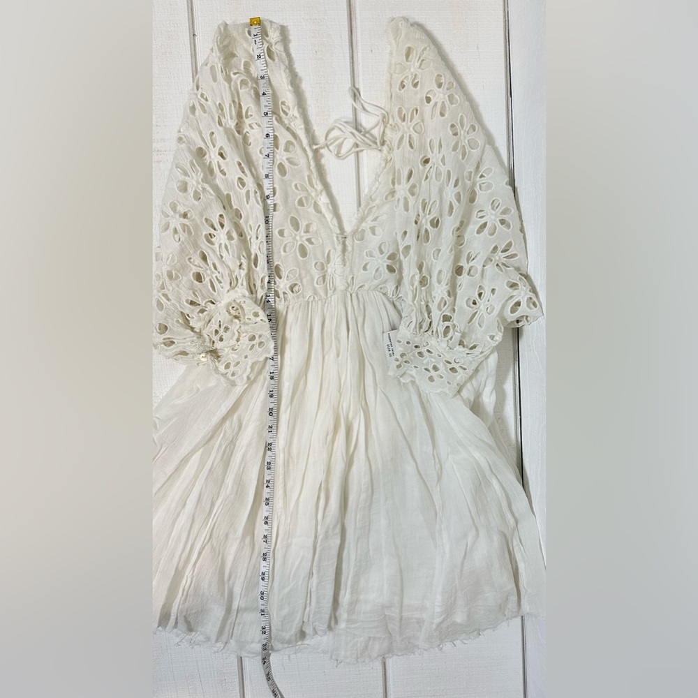 NWT Free People Bella Note Eyelet Mini Dress White Sz Small Retails $128 - Picture 15 of 15